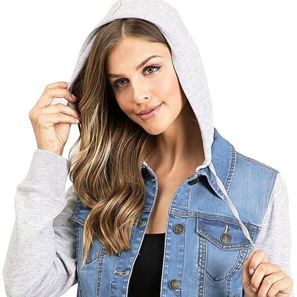 Wax Jean Denim Hoodie Jacket Junior Size Large NWT - Picture 2 of 16